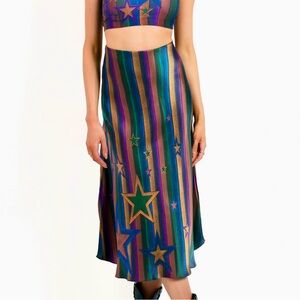 NWT Save the Parade 1969 “Sable Starr” Silk A-Line Midi Skirt ✨